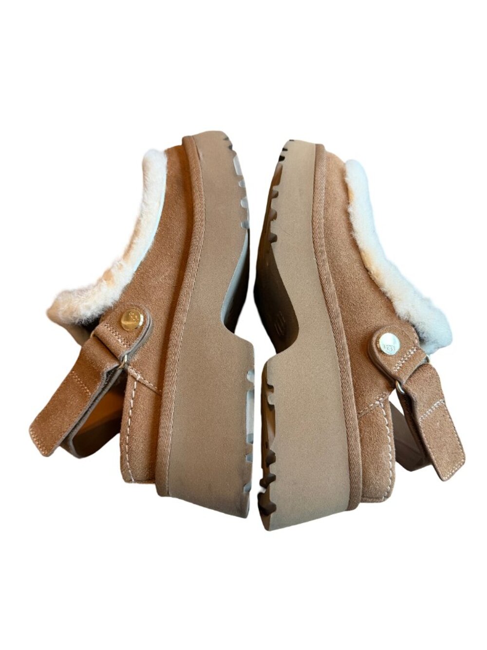 UGG Esmee Suede Block-Heel Slingback Clogs Shoes Camel Tan Suede Size 8 Women's - Picture 11 of 15